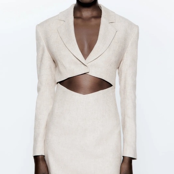 ZARA Cut Out Blazer Dress Limited Edition Linen - Picture 3 of 10